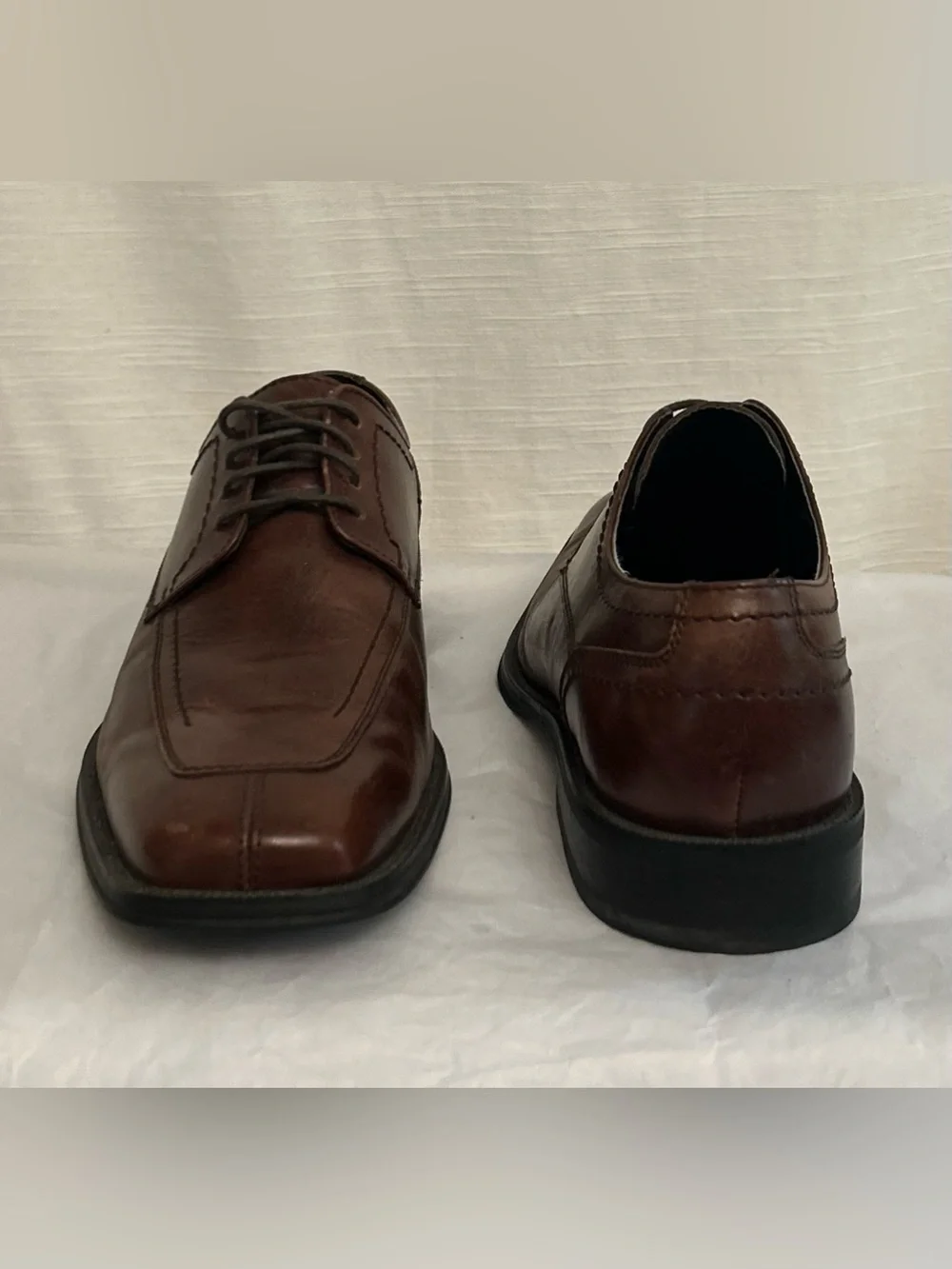 Alfani Like New Men's Brown Leather Square Toe‎ Lace-Up Dress Shoes